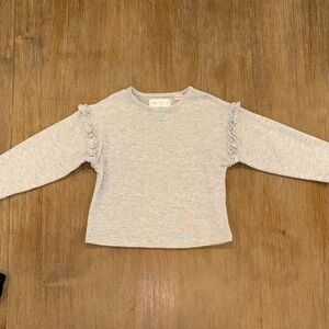 Zara Kids Light Gray Ruffle Long Sleeve Tee